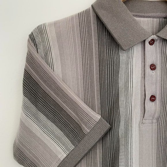 Vintage - Size S - Grey Striped Polo - Picture 2 of 6